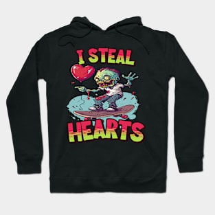 I Steal Hearts: Zombie Skateboarder Tee Hoodie